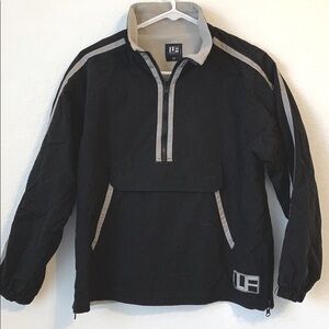 WOMENS LF THE BRAND WINDBREAKER JACKET BLACK GRAY HALF ZIP PULL ON FLEECE LINED